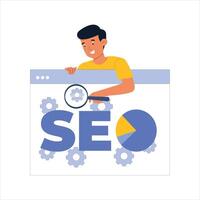 SEO Concept 2D Illustration for Digital Marketing and Website Optimization Strategies vector