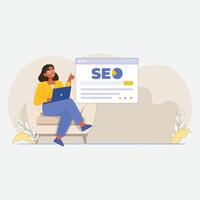Search Engine Optimization 2D Illustration for Digital Marketing and Website Ranking Strategy vector