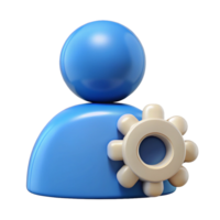 3D User Profile Icon with Gear Representing Account Settings or System Preferences png