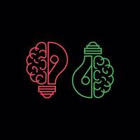 Brain and Idea Lightbulb Concept vector