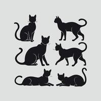 Black Cat Silhouettes in Various Poses vector