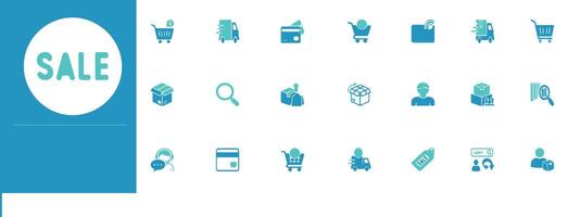 Modern e commerce icons for online shopping, cart, and retail UI vector
