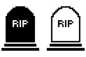 Rip icons pixel art set vector