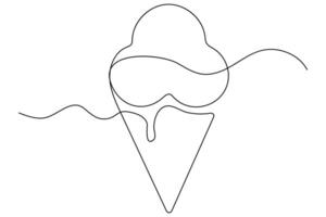 Simple ice cream drawing one line minimalist style vector
