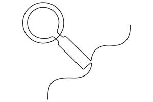 Clean one line magnifying glass symbol minimalist design vector