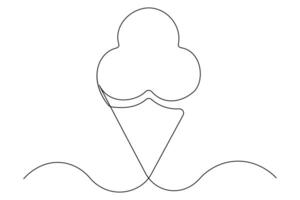 Continuous line drawing of ice cream minimalist style vector