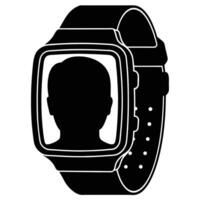 A watch with a face on it vector
