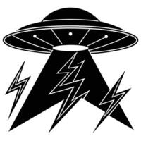 An alien spaceship with lightning bolts on it vector