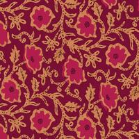 a red and gold floral pattern on a red background vector