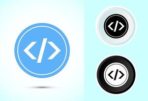 Coding icon, Web development icon sign symbol in color, black and white vector