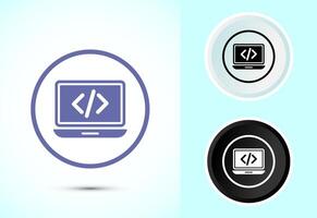 Coding icon design illustration, Web development icon symbol in color, black and white vector