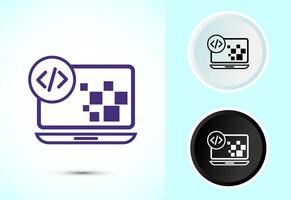 Coding icon design, Web development icon sign in color, black and white vector