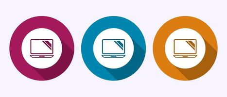 Laptop icon design, computer sign for apps and websites in shadow button design vector