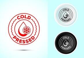 Cold pressed icon design. Cold pressed label badge template, in color black and white vector