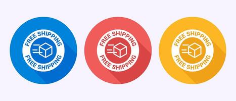 Free shipping icon design, Free delivery sign symbol in shadow button design vector