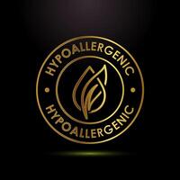 Hypoallergenic tested icon design illustration. Cosmetic certification label in gold color style vector