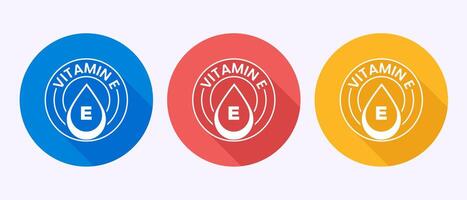 Vitamin E icon design illustration. Vitamin E symbol in shadow button design vector