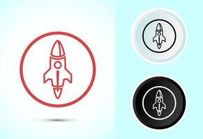 Rocket icon design, Business start up icon, Rocket sign symbol in color, black and white vector