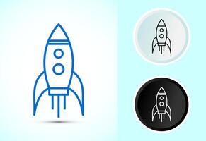 Rocket icon, Business start up icon, Rocket sign symbol in color, black and white vector