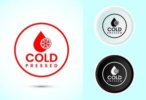 Cold pressed icon design. Cold pressed badge logo template, in color black and white vector