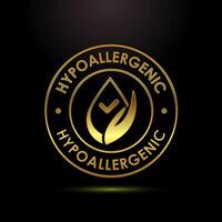 Hypoallergenic tested icon design illustration. Cosmetic certification sign in gold color style vector