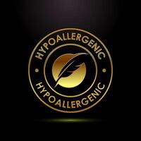 Hypoallergenic tested icon design. Cosmetic certification sign in gold color style vector