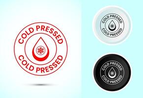 Cold pressed icon design. Cold pressed label badge logo template, in color black and white vector