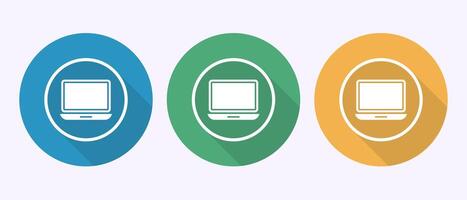 Laptop icon design illustration, computer symbol for apps and websites in shadow button design vector