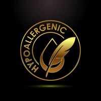 Hypoallergenic tested icon design. Cosmetic certification label in gold color style vector