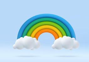 3d Colorful rainbow with clouds vector