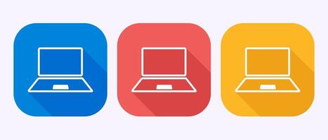 Laptop icon design, computer symbol for apps and websites in shadow button design vector