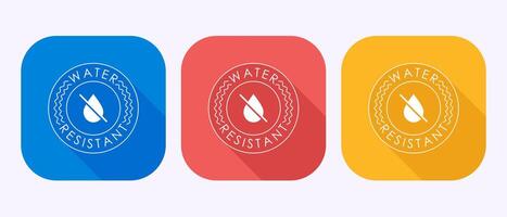 Water resistant icon design, Waterproof, liquid proof symbol in shadow button design vector
