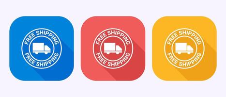 Free shipping icon design, Free delivery sign in shadow button design vector
