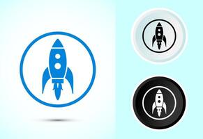 Rocket icon design, Business start up icon, Rocket sign in color, black and white vector