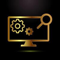 Information technology icon design illustration. Digital tech sign in gold color style vector