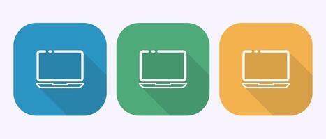 Laptop icon design, computer sign symbol for apps and websites in shadow button design vector