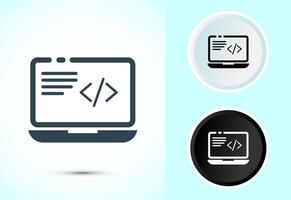 Coding icon illustration, Web development icon sign symbol in color, black and white vector