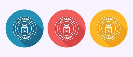 Vitamin E icon. Vitamin E sign symbol in shadow button design vector