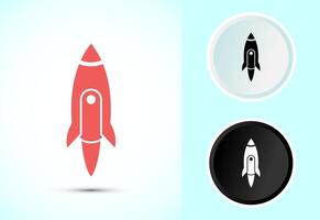 Rocket icon design, Business start up icon, Rocket symbol in color, black and white vector
