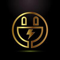 Electricity, power, plug icon design illustration, Plug symbol in gold color style vector