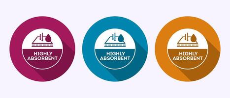 Water absorbent icon design, Water drop absorb sign in shadow button design vector