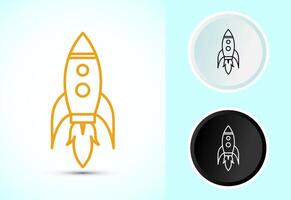 Rocket icon design illustration, Business start up icon, Rocket symbol in color, black and white vector