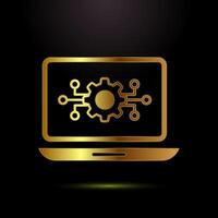 Information technology icon design. Digital tech symbol in gold color style vector