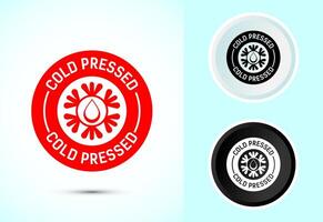 Cold pressed icon design illustration. Cold pressed label logo template, in color black and white vector