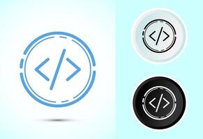Coding icon design, Web development icon sign symbol in color, black and white vector