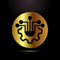 Information technology icon. Digital tech sign symbol in gold color style vector