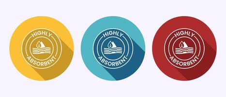 Water absorbent icon design illustration, Water drop absorb symbol in shadow button design vector