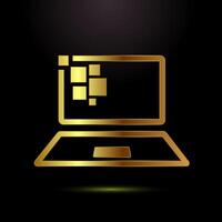 Information technology icon design. Digital tech sign symbol in gold color style vector