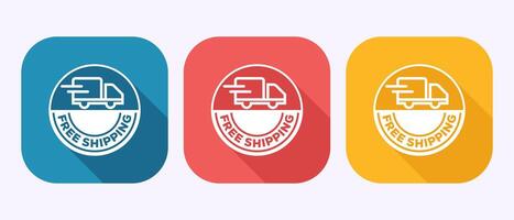 Free shipping icon, Free delivery sign symbol in shadow button design vector