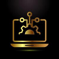 Information technology icon illustration. Digital tech sign symbol in gold color style vector